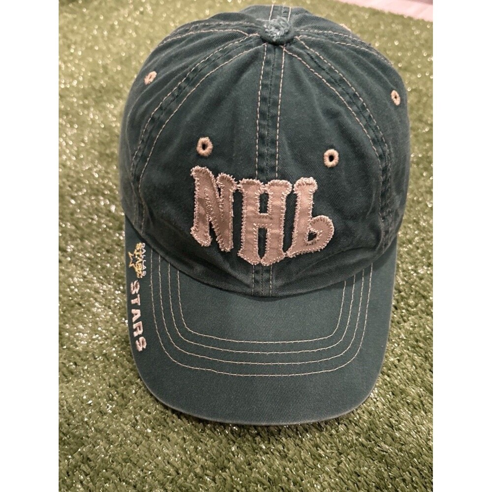 Vtg Dallas Stars Strap back NHL Hockey Cap Hat Green American Needle